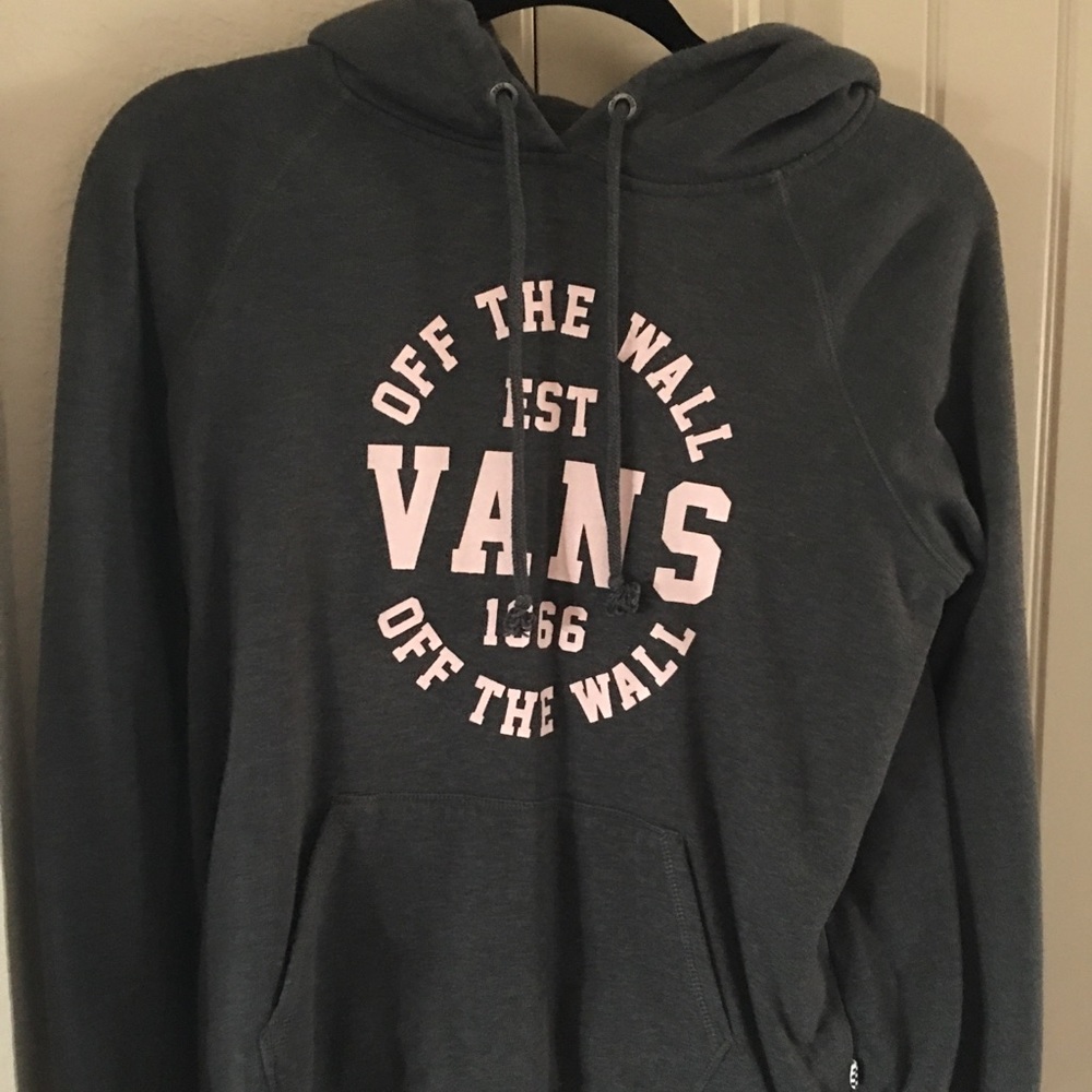 Vans S Gray Light Pink Hoodie Sweatshirt w Pockets